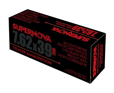 Supernova PMSN762R Red Tracer 7.62mm 110 gr Full Metal Jacket 20 Per Box/ 50 Cs, Centerfire Rifle Ammo