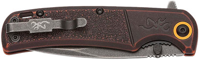 Browning 003220581 Buckmark EDC Slim 3.13" Folding Drop Point Plain Black Stonewashed D2 Steel Blade, Bronze Stonewashed Polymer Handle,Knives
