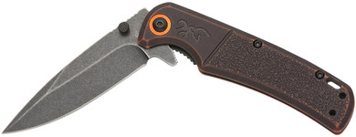 Browning 3220581B Buckmark EDC Slim 3.13" Folding Drop Point Plain Black Stonewashed D2 Steel Blade, Bronze Stonewashed Polymer Handle, Box Packaging,Knives