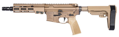 Geissele Automatics 08518S Super Duty MOD1 300 Blackout 8" Black Threaded BBL, FDE Rcvr w/Pic Rail, FDE Synthetic SB Tactical SBA3 Brace, FDE A17 Grip,Tactical Pistols