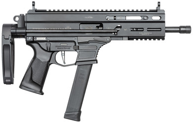 Grand Power 810091152867 SP9A3G Stribog 9mm Luger 33+1 8" Black Threaded BBL, M-LOK Handguard, Black Hardcoat Anodize Alum/Polymer Rcvr w/Pic Rail, Black Polymer PDW Tailhook Brace, Black Polymer Grip, Ambidextrous,Tactical Pistols