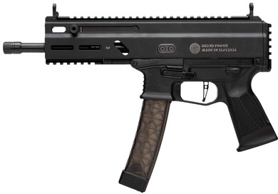 Grand Power 8588005808378 SP9A1 Stribog 9mm Luger 30+1 8" Black Threaded BBL, M-LOK Handguard, Black Hardcoat Anodize Alum/Polymer Rcvr Pic Rail, Pic Backplate & QD Sling Socket, Black Polymer Grip,Tactical Pistols