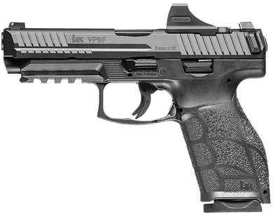 HK 81001123 VP9A1 w/Optic Full Size 9mm Luger 20+1 4.53" Black Steel BBL & Serr w/Optic Slide, Black Polymer Frame w/Pic Rail, Interchangeable Backstrap Grip, Holosun SCS Super Green, Ambidextrous,Pistol
