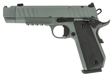Tisas 10100135 B45BA Night Stalker 45 ACP 8+1 4.25" Black Cerakote Bull BBL, Gray Cerakote Steel Optic Ready/Serr Slide & Steel Frame w/Beavertail & Pic Rail, Black Polymer Grip, Holosun K/RMSc Footprint,Pistol