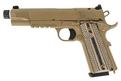 Tisas 10100565 1911 B45RGD TH 45 ACP 8+1 5.50" Hard Chrome Plated Steel BBL, FDE Cerakote Optic Cut/Serr Steel Slide, FDE Cerakote Steel Frame w/Beavertail & Pic Rail, FDE G10 Grip,Pistol