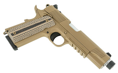 Tisas 10100565 1911 B45RGD TH 45 ACP 8+1 5.50" Hard Chrome Plated Steel BBL, FDE Cerakote Optic Cut/Serr Steel Slide, FDE Cerakote Steel Frame w/Beavertail & Pic Rail, FDE G10 Grip,Pistol