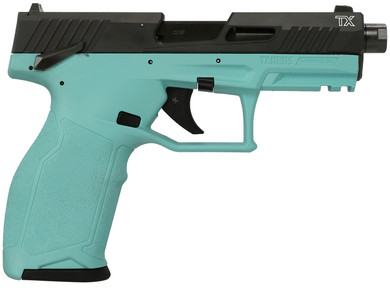 Taurus 1-2TX22141C 2TX Full Size Frame 22 LR 22+1 4.60" Matte Black Threaded BBL, Black Anod Serr Slide, Cyan Polymer Frame w/Pic Rail, Textured Grip,Rimfire Pistols