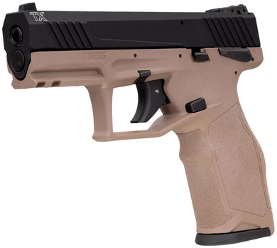 Taurus 1-2TX22141F-10 2TX Full Size Frame 22 LR 10+1 4.60" Matte Black Threaded BBL, Black Anod Serr Slide, FDE Polymer Frame w/Pic Rail, Textured Grip,Rimfire Pistols