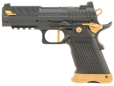 Fusion Firearms XP9BLKG10 XP Pro 9mm Luger 10+1 4" Gold Bull BBL, Black Steel Optic Cut/Serr/Vent Cut Slide, Black w/Gold Accents Steel Frame w/Pic Rail, Black Alum Grip, RMR Footprint,Pistol