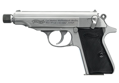 Walther 4796062 PP SD Carry Frame 32 ACP 8+1 3.90 Stainless Steel Threaded Barrel, Stainless Steel Slide & Frame w/Beavertail, Black Poly Grip, Pistol