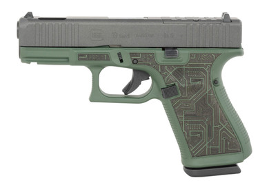 Glock UA195S204NCIRB G19 Gen5 MOS Compact 9mm Luger 15+1 4.02" Ported BBL, Black Cerakote Steel Optic Cut/Ported/Serr Slide, Black/Green Cerakote Polymer Frame w/Pic Rail, RMR Footprint, Ambidextrous,Pistol