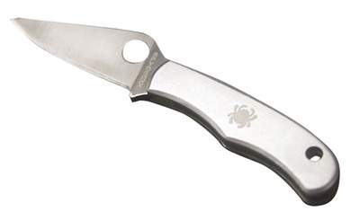 Spyderco C133P Bug 1.27 in Folding Drop Point Plain 3Cr13MoV SS Blade Engraved Spyderco Bug Stainless Steel Handle, Knife