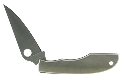 Spyderco C138P GrassHopper 2.30 in Folding Clip Point Plain 12C27 Sandvik Blade Engraved Spyderco Bug Stainless Steel Handle, Knife