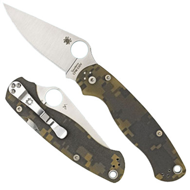 Spyderco C81GPCMO2 Para Military 2 3.45 in Folding Drop Point Plain CPM S45VN SS Blade Camo G10 Handle Includes Pocket Clip, Knife
