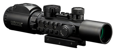 Konus 7170 KonusPro AS-34 Matte Black 2-6x28mm 34mm Tube Dual Illuminated Green/Red Engraved Mil-Dot Reticle Features Bubble Level, Rifle Scope