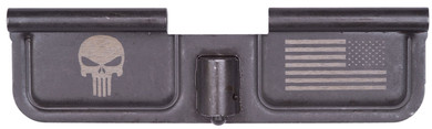 Spikes SED7005 Ejection Port Door Punisher and Flag AR-15 Black Steel