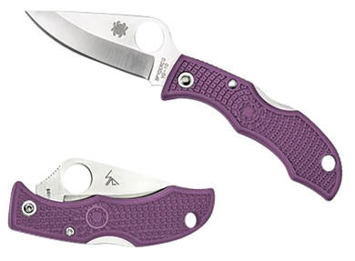 Spyderco LPRP3 Ladybug 3 Salt 1.94 in Folding Plain Stonewashed H2 Steel Blade/Purple Bi-Directional Texturing FRN Handle, Knife