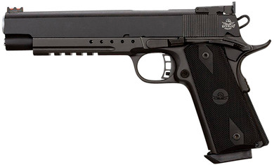 Rock Island 52008 Pro Ultra Match 10mm Auto Caliber with 6 in Barrel, 8+1 Capacity, Overall Black Parkerized Finish Steel, Picatinny Rail/Beavertail Frame, Serrated Slide & Black Rubber Grip, Pistol