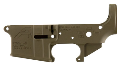 Aero Precision APAR501302C Gen 2 Stripped Lower Receiver Multi-Caliber Flat Dark Earth Cerakote Finish 7075-T6 Aluminum Material with Mil-Spec Dimensions for AR-15