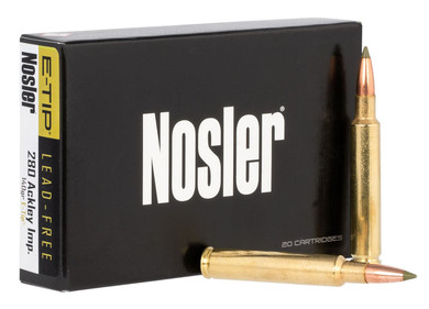 Nosler 40067 E-Tip 280Ackley Improved 140gr E Tip Lead Free 20 Per Box/10 Case Centerfire, Rifle Ammunition