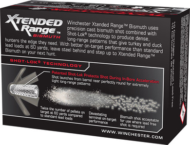 Winchester Ammo XRB1235 Xtended Range Shot-Lok Bismuth 12 Gauge 3 in 1 5/8 oz Bismuth 5 Shot 10 Per Box/ 10 Case