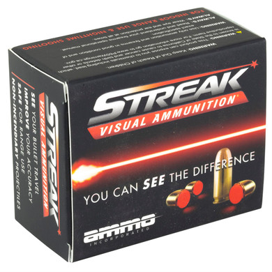 STREAK Ammunition Visual Ammunition, 45 ACP, 230 Grain, Total Metal Coating, Non-Incendiary Tracer, 20 Round Box 45230TMC-STRK-RED