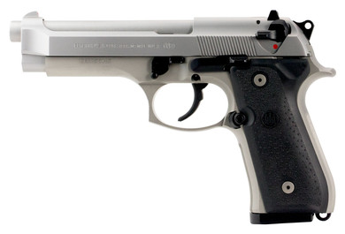 Beretta JS92F510CA 92FS Inox *CA Compliant Full Size 9mm Luger 10+1 4.90 in Satin Stainless Barrel, Serrated Slide & Alloy Frame, Black Stippled Rubber Grips, Pistol