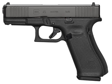 Glock PA455S201 G45 Gen5 Compact 9mm Luger 10+1 4.02 in Black GMB Barrel, Black nDLC Serrated Slide, Black Polymer Frame w/Accessory Rail, Black Textured w/Interchangeable Backstrap Grip, Pistol