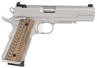 Dan Wesson 01807 Specialist 9mm Luger 10+1 5 in Stainless Steel Barrel, Bead Blasted Serrated Stainless Steel Slide & Frame w/Beavertail & Picatinny Rail, Black/Brown G10 Grip, Pistol