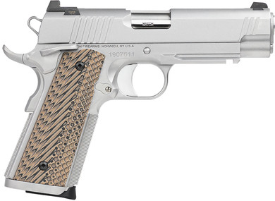Dan Wesson 01809 Specialist Commander 45 ACP 8+1 4.25 in Stainless Steel Barrel, Bead Blasted Serrated Stainless Steel Slide & Frame w/Beavertail & Picatinny Rail, Black/Brown G10 Grip, Pistol