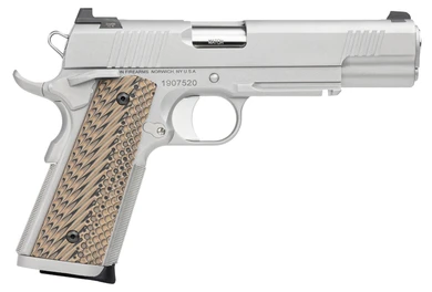 Dan Wesson 01815 Specialist 10mm Auto 8+1 5 in Stainless Steel Barrel, Bead Blasted Serrated Stainless Steel Slide, Stainless Steel Frame w/Beavertail & Picatinny Rail, Black/Brown G10 Grip, Pistol