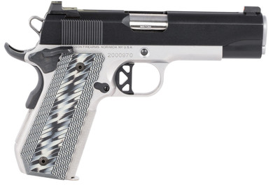 Dan Wesson 01825 V-Bob 45 ACP 8+1 4.25 in Stainless Match Grade Barrel, Blued Serrated Stainless Steel Slide, Stainless Steel Frame w/Beavertail, Black/Gray G10 Grip, Pistol