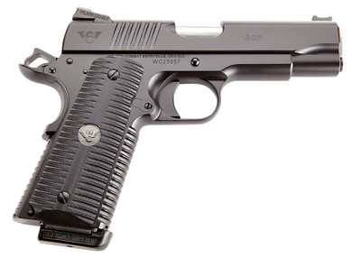 Wilson Combat ACPCOM9 ACP Commander 9mm Luger 10+1 4.25 in Stainless Match Grade Barrel, Black Serrated Carbon Steel Slide, Black Armor-Tuff Carbon Steel Frame w/Beavertail, Black G10 Eagle Claw Grip, Pistol