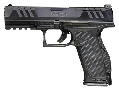 Walther Arms 2858134 PDP Full Size 9mm Luger 10+1 5 in Black Polygonal, Rifled Barrel, Black Optic Ready/Serrated Slide, Black Polymer Frame w/Picatinny Rail, Black Performance Duty Texture Grips, Pistol