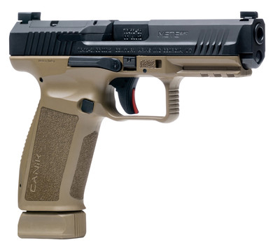 Canik HG5636N Mete SFT Full Size Frame 9mm Luger 20+1/18+1, 4.46 in Black Match Grade Barrel, Black Nitride Serrated Steel Slide, FDE Polymer Frame w/Picatinny Rail, Pistol