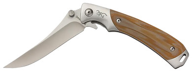 Browning 3220330 Wicked Wing 3.50 in Folding Trailing Point Plain Satin 7Cr17MoV SS Blade Amber/Satin G10/SS Handle Includes Pocket Clip, Knife