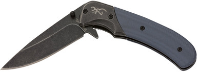 Browning 3220365 The Range EDC Compact 2.75 in Folding Drop Point, Plain Black Oxide Stonewashed 7Cr17MoV SS Blade, Black/Blue Aluminum/G10 Handle, Knife