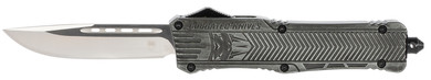 CobraTec Knives LSWCTK1LDNS CTK-1 Large 3.75 in OTF Drop Point Plain D2 Steel Blade/ Stonewashed Aluminum Handle Features Glass Breaker Includes Pocket Clip, Knife