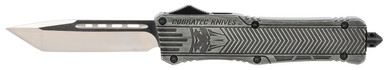 CobraTec Knives LSWCTK1LTNS CTK-1 Large 3.75 in OTF Tanto Plain D2 Steel Blade/Stonewashed Aluminum Handle Features Glass Breaker Includes Pocket Clip, Knife