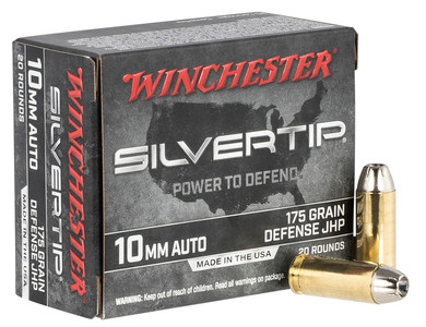 Winchester W10MMST Super X 10mmAuto 175gr Silvertip Jacket Hollow Point 20 Per Box/10 Case Centerfire, Handgun Ammunition