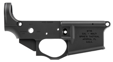 Spikes STLS033 Water Boarding Instructor Stripped Lower Receiver Multi-Caliber 7075-T6 Aluminum Black Anodized for AR-15
