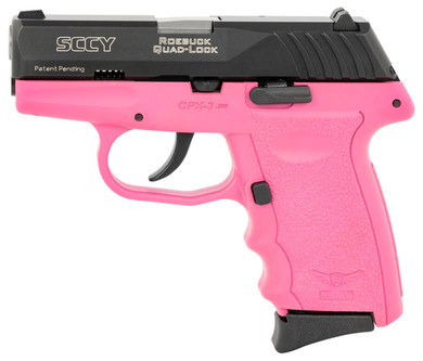 SCCY Industries CPX-3CBPK CPX-3 Sub-Compact Frame 380 ACP 10+1, 3.10 in Stainless Quadlock Barrel, Black Nitride Serrated Stainless Steel Slide, Pink Polymer Frame w/Finger Grooves, No Safety, Right Hand, Pistol