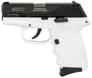 SCCY Industries CPX-3CBWT CPX-3 Sub-Compact Frame 380 ACP 10+1, 3.10 in Stainless Quadlock Barrel, Black Nitride Serrated Stainless Steel Slide, White Polymer Frame w/Finger Grooves, No Safety, Right Hand, Pistol