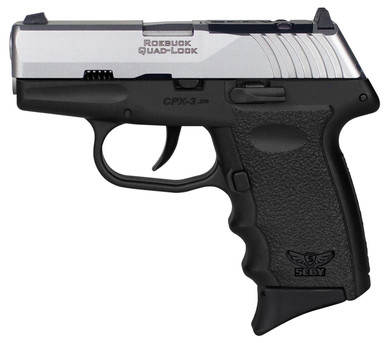 SCCY Industries CPX3TTBKRDRG3 CPX-3 RD Sub-Compact Frame 380 ACP 10+1, 2.96 in Stainless Quadlock Barrel Stainless Steel Serrated Slide, Black Polymer Frame w/Finger Grooves, No Safety, Right Hand, Pistol
