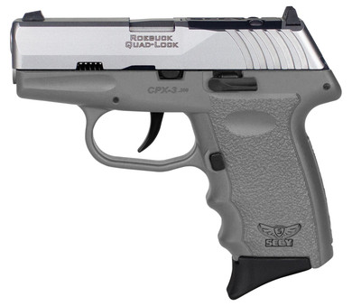 SCCY Industries CPX3TTSGRDRG3 CPX-3 Red Dot Ready Sub-Compact Frame 380 ACP 10+1, 2.96 in Stainless Quadlock Barrel, Stainless Optic Ready/Serrated Steel Slide, Sniper Gray Polymer Frame w/Finger Grooves, No Safety, Right Hand, Pistol