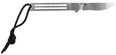 CRKT 7524 Testy 2.38 in Fixed Drop Point Plain Satin 420J2 SS Blade Skeletonized w/Chevron Texture Stainless Steel Handle Includes Lanyard/Sheath