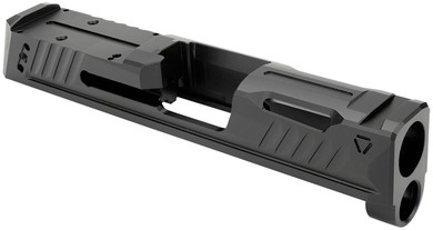 Strike Industries P365SLIDEBK Strike Replacement Slide Black Stainless Steel with Ports & Optics Cut for Sig P365 Includes Charging Handle