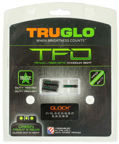TruGlo TG131KT TFO Black | Green Tritium & Fiber Optic Front Sight Green Tritium & Fiber Optic Rear Sight