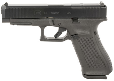 Glock PA475S203MOS G47 Gen5 MOS Full Size 9mm Luger 17+1 4.49 in Black GMB Barrel, Black nDLC MOS Cut/Serrated Slide, Black Polymer Frame w/Picatinny Rail, Black Textured w/Interchangeable Backstrap Grip, Pistol