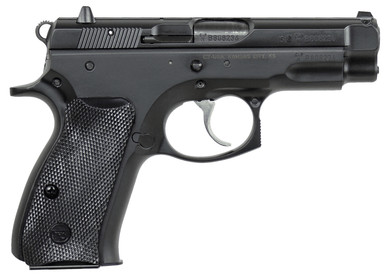 CZ-USA 91190 CZ 75 Compact 9mm Luger 14+1 3.75 in Blued Steel Barrel, Black Serrated Steel Slide, Black Polycoat Steel Frame w/Beavertail, Black Plastic Grip, Pistol